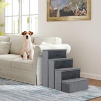4 Treden Opvouwbaar Huisdiertrap met Opbergruimte voor Kleine Grote Oudere Honden tot 50 kg Antislip Hondenhelling Kattentrap