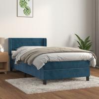 Boxspring met matras fluweel donkerblauw 100x200 cm