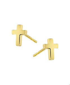 Huiscollectie Oorknoppen Kruis Geelgoud Glanzend 5.5 mm x 4.5 mm