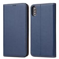Horizontale Flip PU lederen case voor de iPhone XS Max met houder & card slots & portemonnee (blauw)