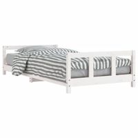 vidaXL Kinderbedframe 90x200 cm massief grenenhout wit - thumbnail