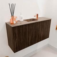 Toiletmeubel Mondiaz Joya Dlux | 80 cm | Meubelkleur Walnut | Faye wastafel Arena Wasbak Midden | 1 kraangat