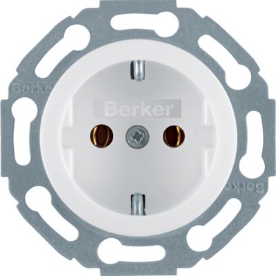 Berker serie 1930 stopcontact met randaarde en kinderbeveiliging polarwit