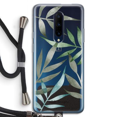 Tropical watercolor leaves: OnePlus 7 Pro Transparant Hoesje met koord