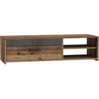 Tv-meubel 1 lade 2 nissen - Decor oud hout en donkergrijs beton - L 120 x D 42,1 x H 31,8 cm - PACO