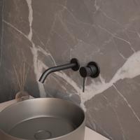 Wastafelmengkraan Inbouw BWS Ridged Mat Zwart