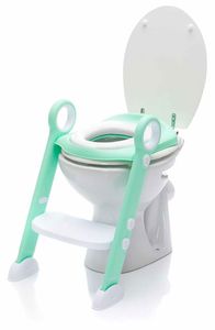 Zavelo Toilet Trainer met Trapje | Brilverkleiner met Handvaten en Opstapje | Opvouwbaar Toilet met afneembaar zitje | WC Zindelijkheids Training voor Jongens/Meisjes | Urinoirs voor Kind/Peuter van 2 tot 7 jaar | Mint