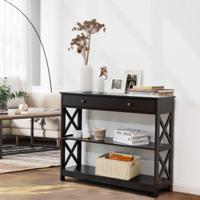 Console Tafel 3 Niveau met Lade Houten Haltafel 100 x 30 x 80 cm Bruin - thumbnail