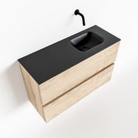 Toiletmeubel Mondiaz Ada | 80 cm | Meubelkleur Washed oak | Lex wastafel Urban Rechts | Zonder kraangat