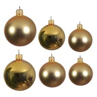 Glazen kerstballen pakket goud glans/mat 16x stuks diverse maten - thumbnail