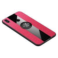 Voor Huawei Honor 8X XINLI stiksels doek Textue schokbestendig TPU beschermhoes met ring houder (rood)