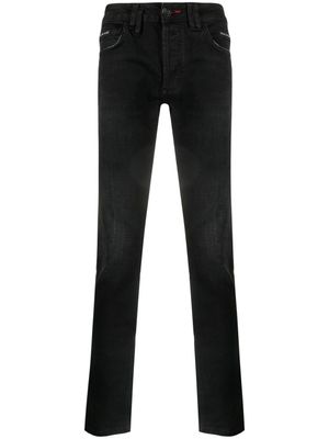 Philipp Plein jean Super Straight à effet délavé - Noir