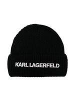 Karl Lagerfeld Kids bonnet nervuré à logo brodé - Noir