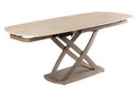 Eettafel INCEPTION 130-190cm uitschuifbaar met champagne greige rek keramisch blad travertijn - 46426