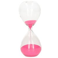 Zandloper cilinder - decoratie of tijdsmeting - 10 minuten roze zand - H16 cm - glas   - - thumbnail