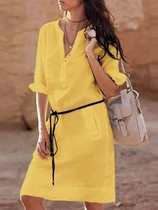 Casual Solid Color Long Sleeve Midi Dress