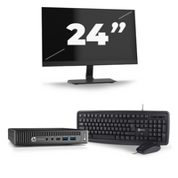 HP EliteDesk 800 G2 USFF - Intel Core i7-6e Generatie - 16GB RAM - 256GB SSD - Windows 11 + 1x 24 inch Monitor