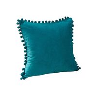 QUVIO Kussenhoes 50 x 50cm met bolletjes fluweel - Turquoise - thumbnail