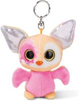 Nici sleutelhanger vleermuis junior 9 cm pluche roze - thumbnail