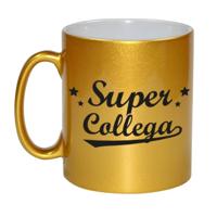 Super collega tekst koffiemok - cadeau beker - 300 ml - goud - werk - bedankt - kantoor - keramiek