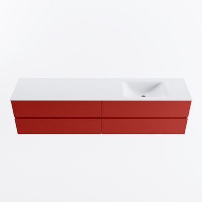 MONDIAZ VICA 200cm badmeubel onderkast Fire 4 lades. Wastafel CLOUD rechts zonder kraangat, kleur Talc.
