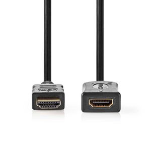 Nedis High Speed HDMI-Kabel met Ethernet | HDMI Connector | HDMI Female | 4K@30Hz | 10.2 Gbps | 1.00 m | Rond | PVC | Zwart | Label - CVGL34090BK10