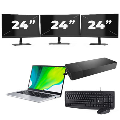 Acer Swift SF114-34 - Intel Celeron N4500 - 14 inch - 4GB RAM - 256GB SSD - Windows 11 Home + 3x 24 inch Monitor