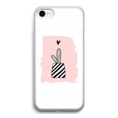 Zwart-wit cactus: iPhone SE 2020 Transparant Hoesje