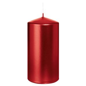 Cilinderkaars/stompkaars - metallic rood - 12 x 6 cm - 33 branduren