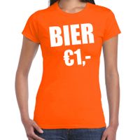 Koningsdag t-shirt bier 1 euro oranje voor dames