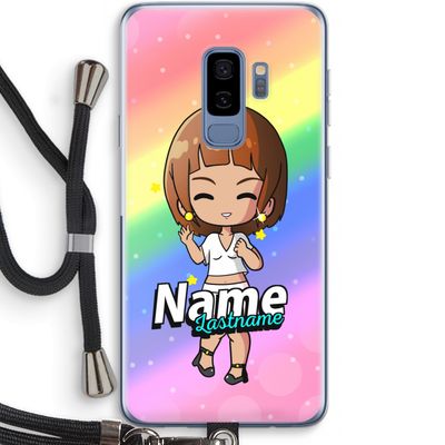 Chibi Maker vrouw: Samsung Galaxy S9 Plus Transparant Hoesje met koord