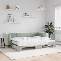 Slaapbank met onderschuifbed 80x200 cm fluweel lichtgrijs
