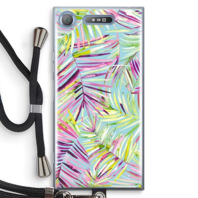 Tropical Palms Blue: Sony Xperia XZ1 Transparant Hoesje met koord