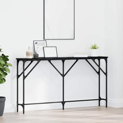 Wandtafel Zwart eiken 140 x 23 x 75 cm Gelaagd hout en metaal