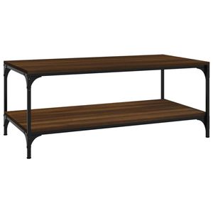 The Living Store Salontafel Industrial - 80 x 50 x 40 cm - Bewerkt hout en staal