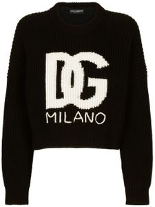 Dolce & Gabbana pull en maille à logo DG - Noir