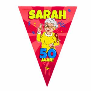 50 Sarah party vlaggenlijn - 10 meter - 50 jaar verjaardag feestartikelen - kunststof