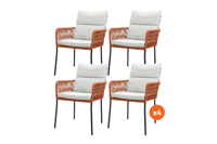 Set van 4 - Teresa dining tuinstoel Rope - Terra