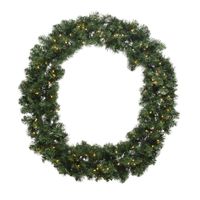 Kerstkrans/dennenkrans groen met warm witte verlichting en timer 60 cm   -