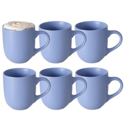 Koffiemokken Paris - 8x stuks - Keramiek - korenblauw - 300 ml - 8 x 10 cm