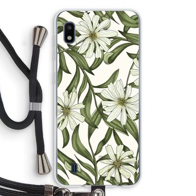 Wit bloemenpatroon: Samsung Galaxy A10 Transparant Hoesje met koord