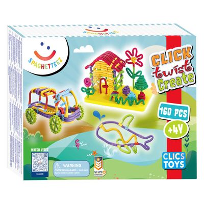 Clics Spaghetteez 3d art flexibele bouwstaafjes, 160dlg.