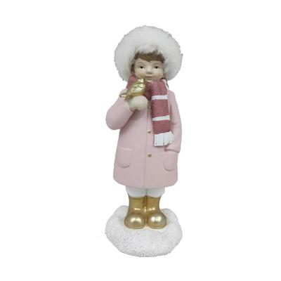 Kerstversiering DKD Home Decor Hars Meisjes (4 x 4 x 9,5 cm) (2 Stuks)
