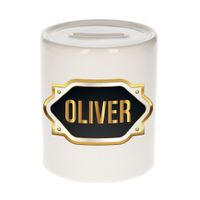 Naam cadeau spaarpot Oliver met gouden embleem