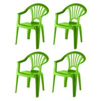 4x stuks kinderstoelen groen kunststof 37 x 31 x 51 cm