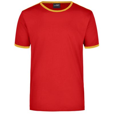 Rood met geel heren t-shirt