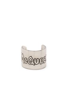 Alexander McQueen bague à logo Graffiti - Argent