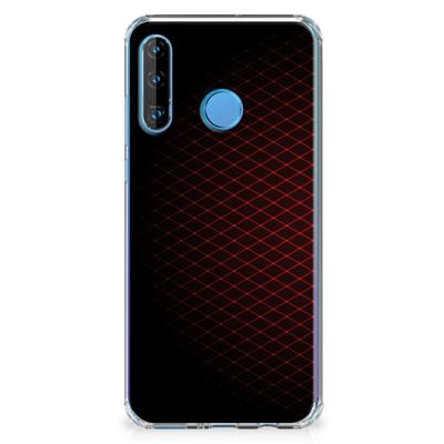 Huawei P30 Lite Doorzichtige Silicone Hoesje Geruit Rood Huawei P30 Lite Doorzichtige Silicone Hoesje Geruit Rood