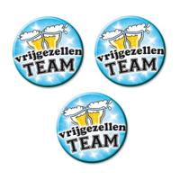 Paperdreams vrijgezellen button - Pakket van 6x stuks - blauw - feestartikelen - vrijgezellenteam -