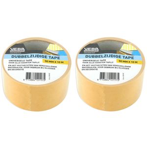 2x Dubbelzijdig tape / tapijttape bruin 50 mm x 10 m